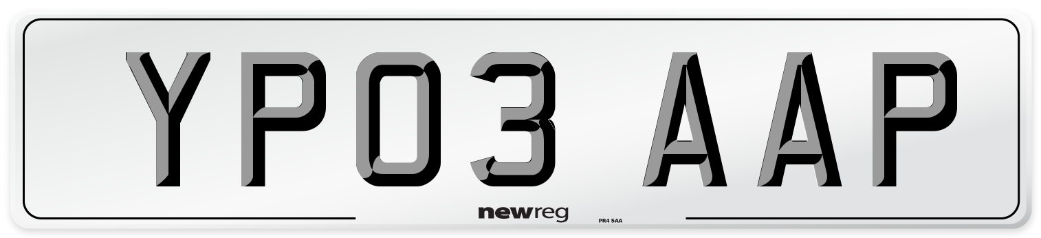 YP03 AAP Number Plate from New Reg